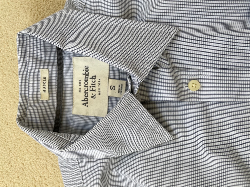 Abercrombie & Fitch Oxford cotton shirt. White with blue mesh color. Size S. - Picture 3 of 5